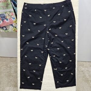 Coldwater Creek Capri Pants 16 Embroidered Zebra Horse Pattern Side Zip  Casual